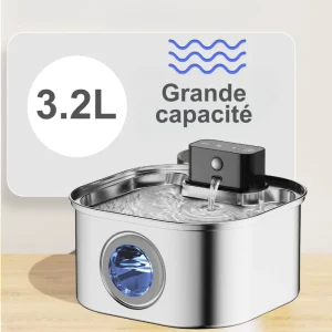 Fontaine à eau intelligente en acier inoxydable, 3.2L carrée